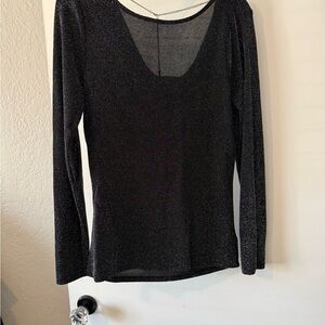 Michael Kors Sparkly Black Long Sleeve Women's Top